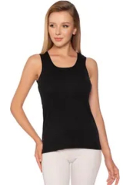 Elit 1 Adet Kalın Askılı Kadın Atleti Siyah