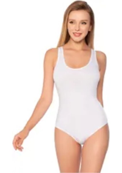 Elit 3 Adet Kadın Çıtçıtlı Kalın Askılı Zıbın Body Beyaz