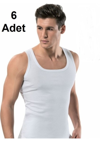 6 Adet M Beden Beyaz Erkek Atlet 120-038
