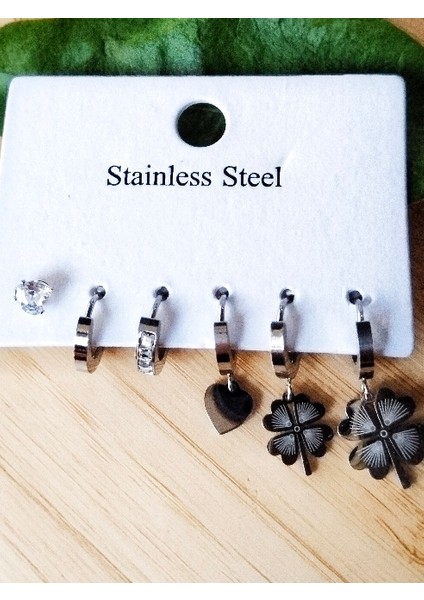 Gümüş Renk Lüks Gösterişli Figürlü Çoklu Küpe