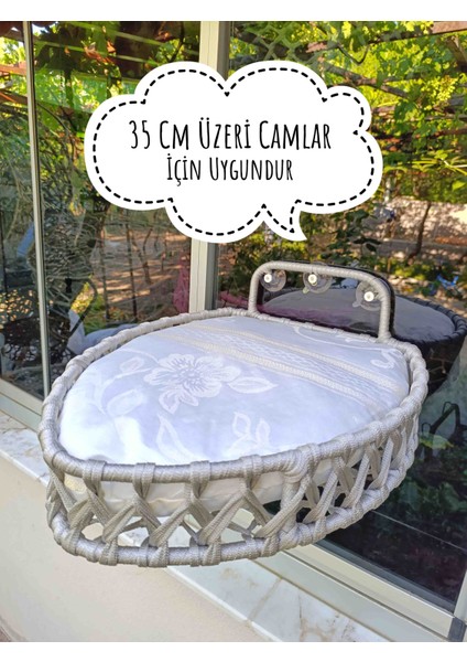 Kedi Için Cam Yüzeye Monte Edilen Yatak | Vakumlu Askı Sistemi ile Güvenli | Geniş ve Konforlu Tasarım