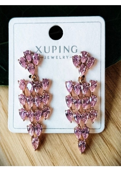 Lüks Figürlü Pembe Taşlı Küpe