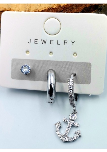 316 L Üçlü Çelik Figürlü Halka Küpe