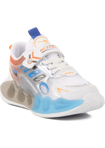 Beyaz-Siyah-Saks Fileli Çocuk Spor Ayakkabı 2480 F