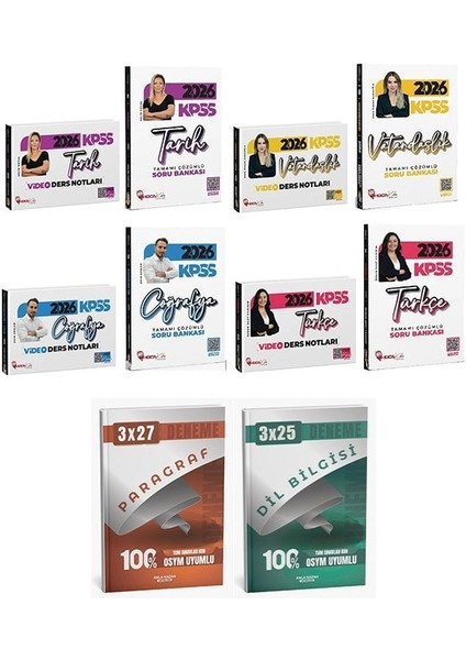 Anla Kazan + Hoca Kafası 2026 Kpss Tarih + Coğrafya + Vatandaşlık + Türkçe Video Ders Notları + Soru Bankası 8 Li Set Anla Kazan + Hoca Kafası Yayınları