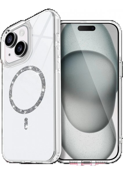 Apple iPhone 14 Live Diamond Magsafe Kapak - Şeffaf