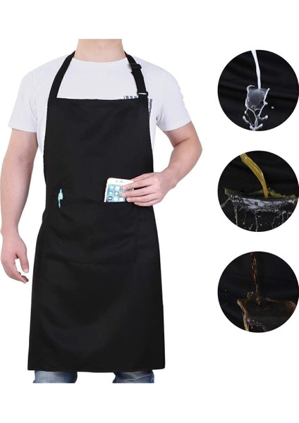 Boyundan Askılı Siyah Leke Tutmaz Cepli Önlük, Şef ve Aşçı Için Mükemmel Seçim fiyatları