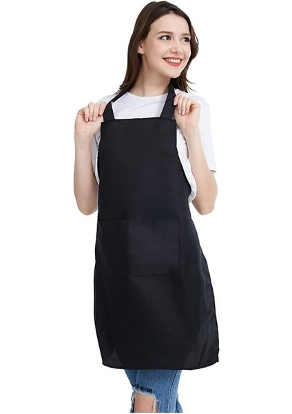 Boyundan Askılı Siyah Leke Tutmaz Cepli Önlük, Şef ve Aşçı Için Mükemmel Seçim