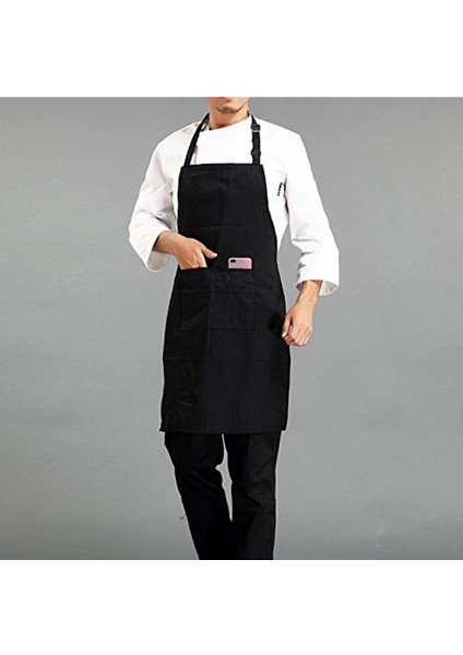 Boyundan Askılı Siyah Leke Tutmaz Cepli Önlük, Şef ve Aşçı Için Mükemmel Seçim