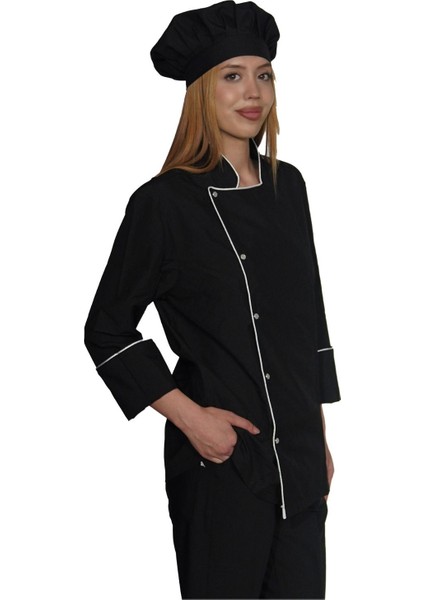 Siyah Unisex Aşçı ve Şef Ceketi, Şık ve Rahat Tasarım fırsatları