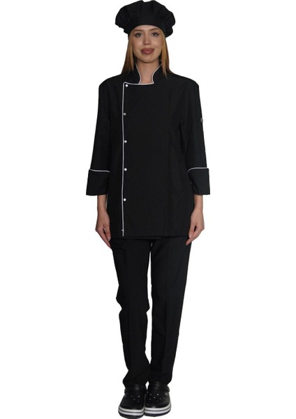 Siyah Unisex Aşçı ve Şef Ceketi, Şık ve Rahat Tasarım indirimleri