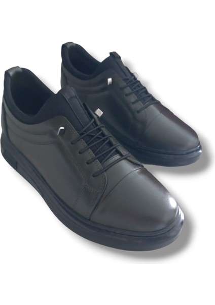 GR0159 Hakiki Deri Bilek Streçli Petrol Yeşili Üst Kalite Sneaker Erkek Ayakkabı modelleri