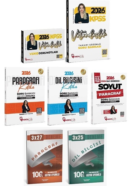 Anla Kazan + Hoca Kafası 2026 Kpss Vatandaşlık + Paragraf + Dil Bilgisi Video Ders Notları + Soru Bankası 5 Li Set - Esra Özkan Karaoğlu, Öznur Saat Yıldırım Anla Kazan + Hoca Kafası Yayınları