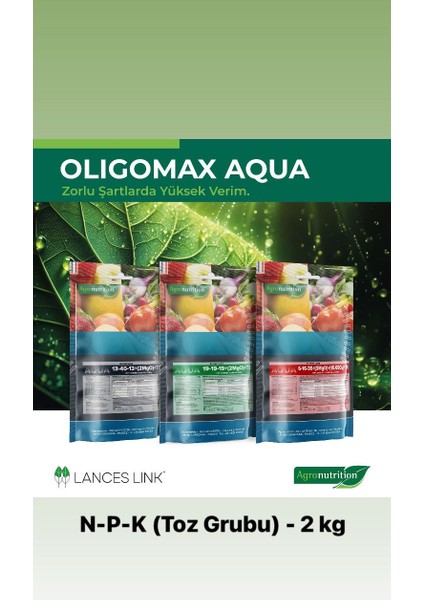 Oligamax Aqua 19.19.19 - 2 kg Dengeli Yaprak Gübresi Bahçe ve sebze Bitkileri için