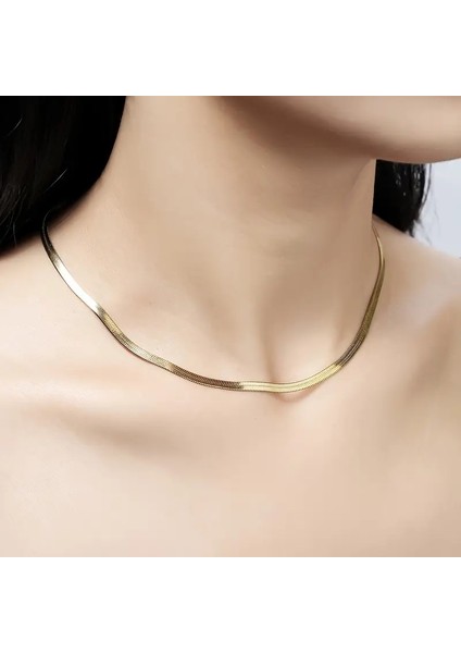 Çelik Kolye Italyan Ezme Model 0.4 mm 42 cm Ayarlanabilir Uzunluk Kalp Figürlü Altın Sarısı (Gold) Renkli