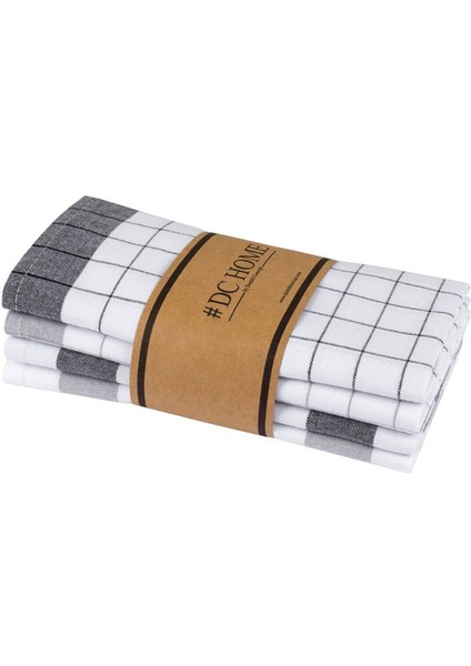 Gri ve Siyah Pamuklu Çok Amaçlı Kurulama Bezi Seti, Dayanıklı ve Kullanışlı 4'lü Paket modelleri