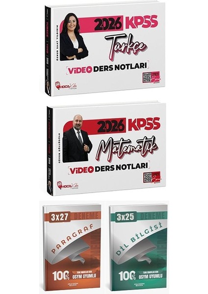 Anla Kazan + Hoca Kafası 2026 Kpss Türkçe + Matematik Video Ders Notları 2 Li Set Anla Kazan + Hoca Kafası Yayınları