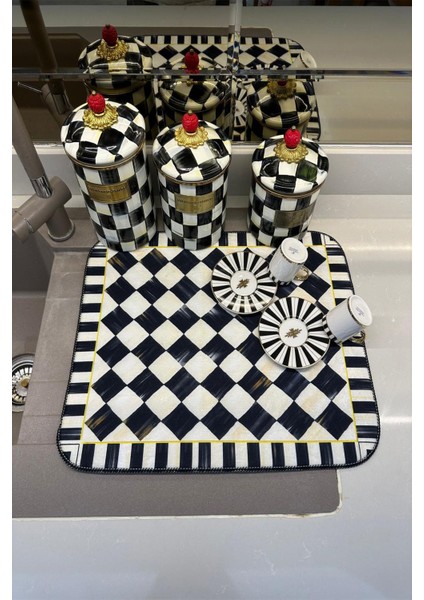 Emici Tezgah Üstü Kurutma Matı 40X50 cm Yıkanabilir Siyah