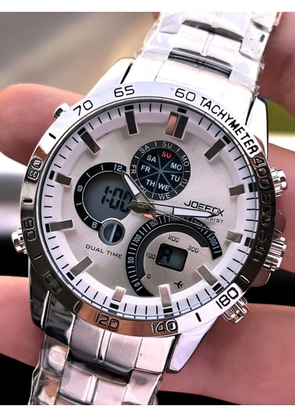Çelik Kordon Dijital ve Analog 2 Yıl Garantili 3 Atm Suya Dayanıklı Erkek Kol Saati JOE.CL03 fiyatları