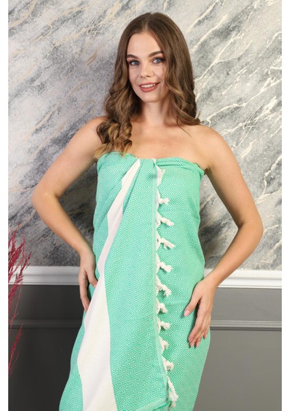 Elmas Desenli Deniz-Havuz-Plaj-Banyo-Sauna-Spa Peştemal HAVLU-100X180 Cm-Pamuklu-Yeşil fiyatları