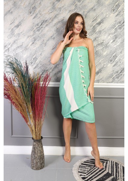 Elmas Desenli Deniz-Havuz-Plaj-Banyo-Sauna-Spa Peştemal HAVLU-100X180 Cm-Pamuklu-Yeşil fırsatları