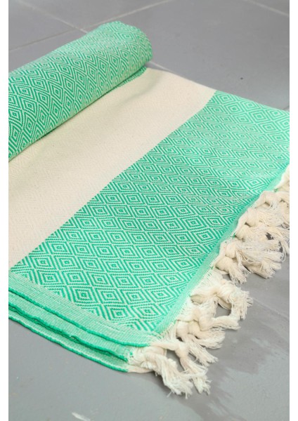 Elmas Desenli Deniz-Havuz-Plaj-Banyo-Sauna-Spa Peştemal HAVLU-100X180 Cm-Pamuklu-Yeşil