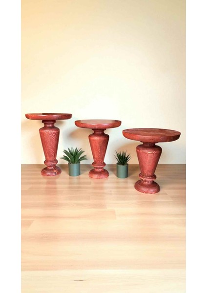 Modern Mantar Tasarımlı 3’lü Ahşap Sehpa Seti – Maun Renk Yan Sehpa fiyatları