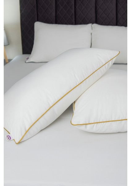 2 Adet Gold Detaylı Gold Rengi Biyeli Nanojel Yastık 1100 Gram 50X70 Cm, Lüks Otel Yastığı fiyatları