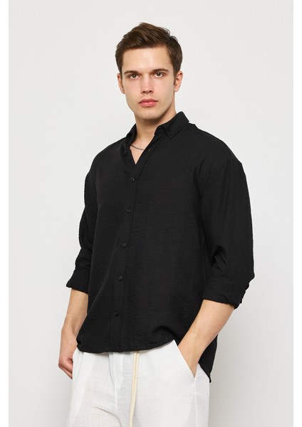 Keten Uzun Kollu Oversize Gömlek
