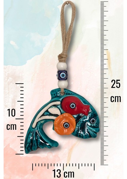 Mavi Çiçek Motifli 2 Parça Seramik Bohem Duvar Dekorasyonu, Ev ve Bahçe Süsü