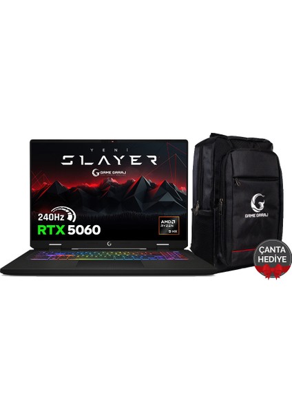 Slayer R9M XL-5060 C2 Amd Ryzen 9 8940HX 32GB Ram 1tb SSD RTX5060 17" Qhd+ 240Hz IPS Freedos Oyuncu Laptop