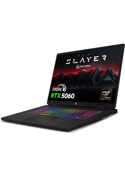Slayer R9M XL-5060 C2 Amd Ryzen 9 8940HX 32GB Ram 1tb SSD RTX5060 17" Qhd+ 240Hz IPS Freedos Oyuncu Laptop modelleri
