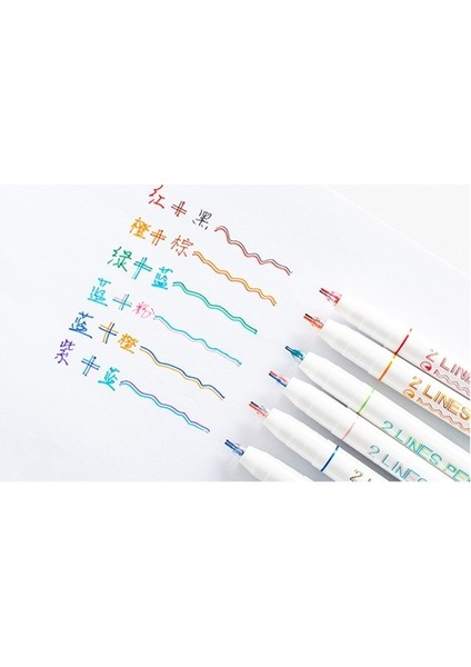 Fineliner Renkli Kalem 2 Renk Uçlu Seti 6lı