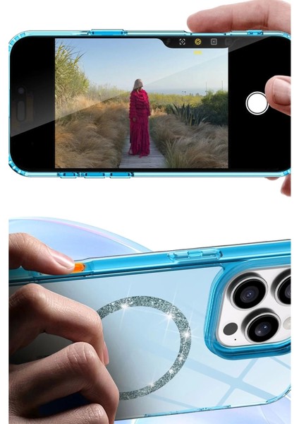 Apple iPhone 15 Pro Max Live Diamond Magsafe Kapak - Pembe fırsatları
