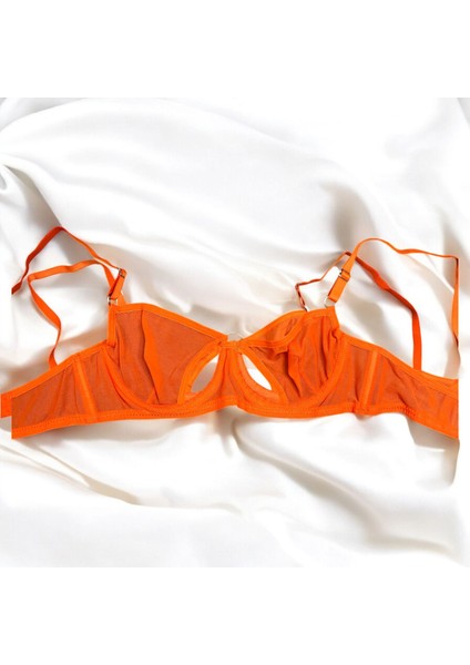 Turuncu Renk Brode Tül Halka Model Külotlu Sütyen Takım- Iç Çamaşırı Takımı fırsatları