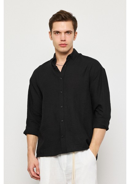 Keten Uzun Kollu Oversize Gömlek