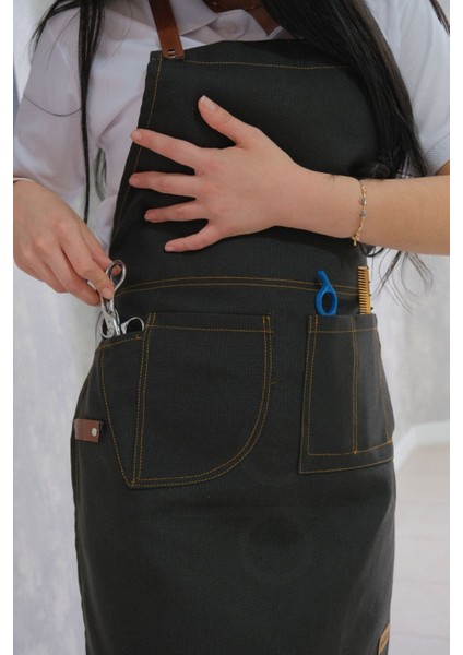 Deri Detaylı Askılı Önlük, Çok Amaçlı ve Şık Tasarım, Siyah fırsatları