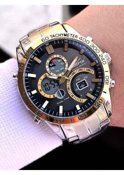 Çelik Kordon Dijital ve Analog 2 Yıl Garantili 3 Atm Suya Dayanıklı Erkek Kol Saati JOE.CL04