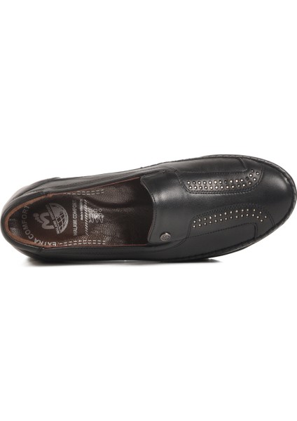 Siyah Hakiki Deri Kadın Günlük Ayakkabı 42641 Z fırsatları
