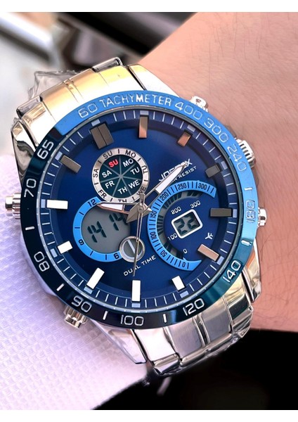 Çelik Kordon Dijital ve Analog 2 Yıl Garantili 3 Atm Suya Dayanıklı Erkek Kol Saati JOE.CL02