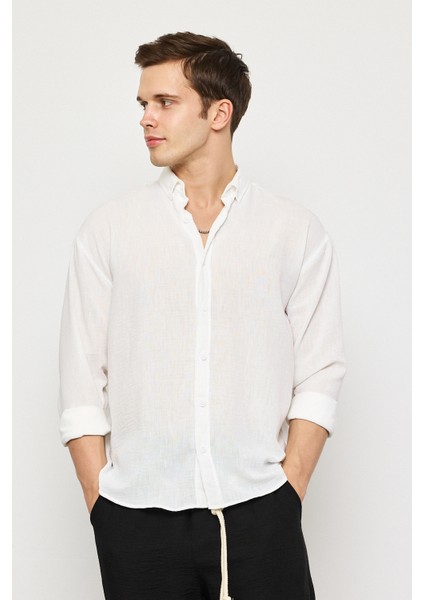 Keten Uzun Kollu Oversize Gömlek modelleri