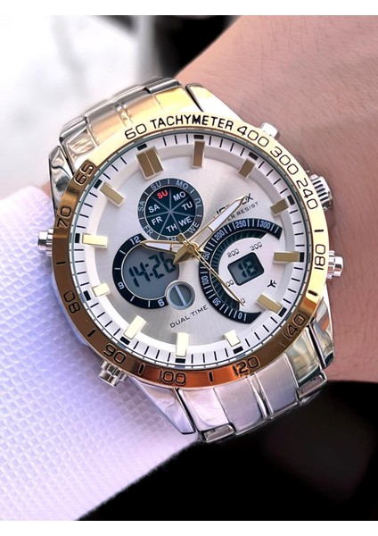 Çelik Kordon Dijital ve Analog 2 Yıl Garantili 3 Atm Suya Dayanıklı Erkek Kol Saati JOE.CL05