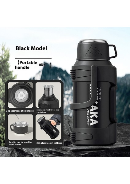 Açık Yalıtımlı Sürahi 316 Paslanmaz Çelik Ekstra Büyük Kapasiteli Yalıtımlı Kupa Spor Su Şişesi (Yurt Dışından)