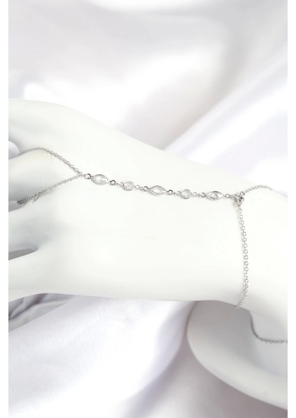 Pirinç Zirkon Taşlı Y Model Gümüş Renk Kadın Şahmeran