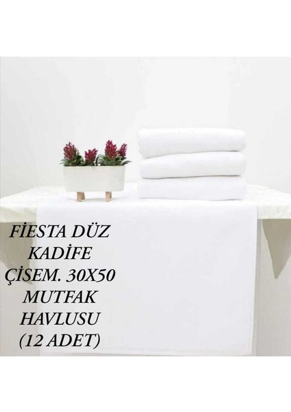 Düz Renk Kadife Mutfak Havlusu, 12'li, 30X50 Cm, Şık ve Yumuşak Dokunuşlu