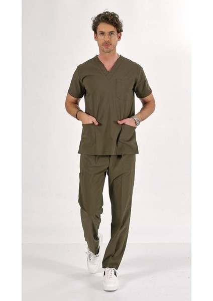 Yağ Yeşili U-Flex Likralı Scrubs Takım Forma fiyatları