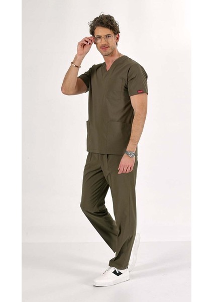 Yağ Yeşili U-Flex Likralı Scrubs Takım Forma modelleri