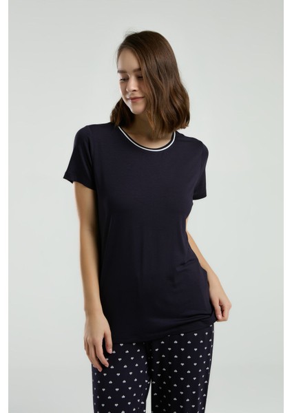 Kadın Lacivert Kısa Kol Pijama Takımı fiyatları
