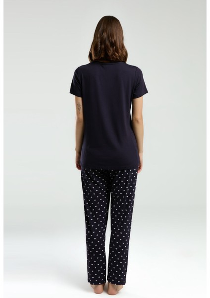 Kadın Lacivert Kısa Kol Pijama Takımı fırsatları