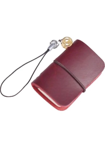 32SHEETS Mini Dizüstü Bilgisayar Anahtar Zinciri Değiştirilebilir Eskiz Defteri Taşınabilir Ultra Küçük Cüzdanı El Kitabı Gevşek Yaprak Not Defteri El Hesabı: Şarap Kırmızı Düz (Yurt Dışından)